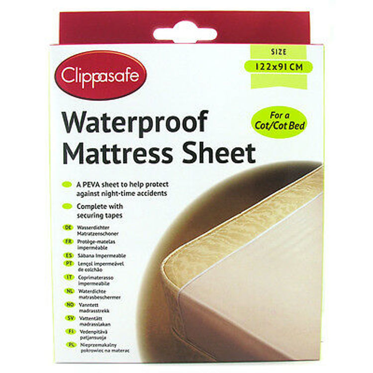 Picture of No35/1 – 3638-Waterproof Mattress Sheet+Cot Bed-CLIPPASAFE C